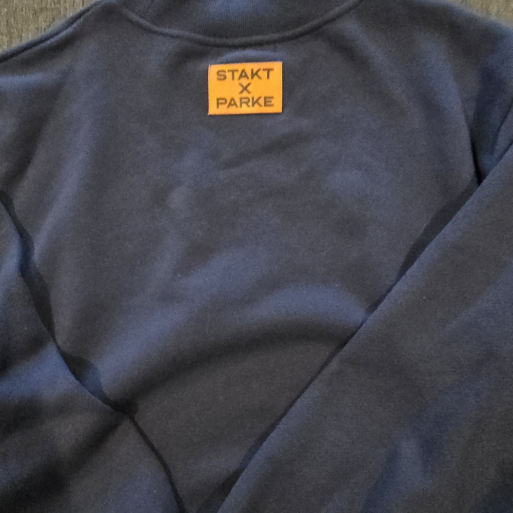 Parke RARE STAKT Navy Jean Parke Lettering L/XL Heritage Mockneck - Picture 6 of 8